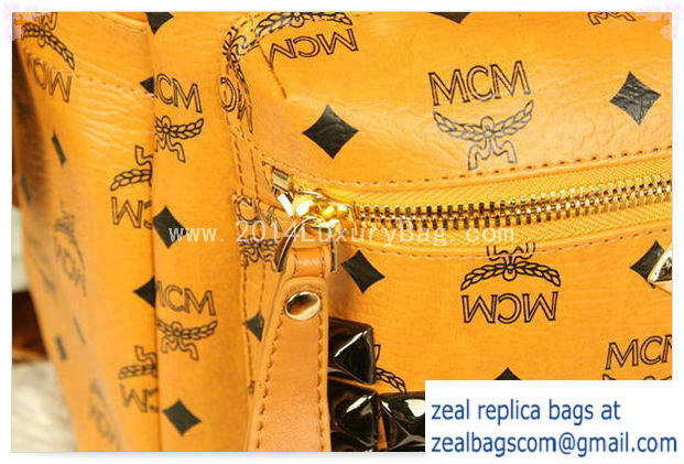 High Quality Replica MCM Stark Backpack Jumbo in Calf Leather 8100 Camel - Click Image to Close